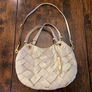 Cole Haan - Cream Colored Leather Woven Handbag